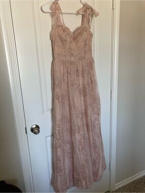 City Triangles Blush Pink Sequin Embellished Prom Dress